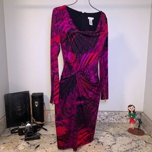 Caché Pink, Purple & Black Ruched dress